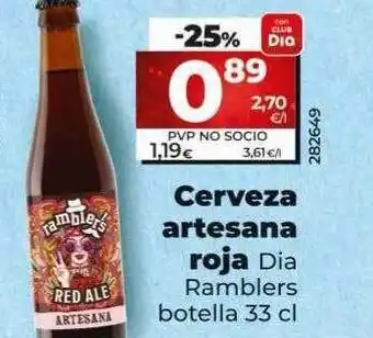 Dia Cerveza artesana roja dia ramblers botella oferta