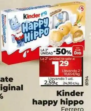 Dia Kinder happy hippo ferrero oferta