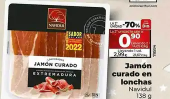 Dia La 2a unidad -70% jamón curado en lonchas oferta