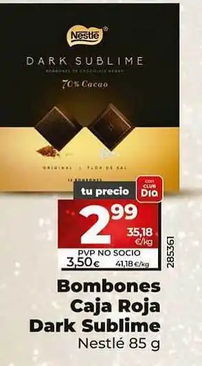 Dia Bombones caja roja dark sublime nestlé oferta