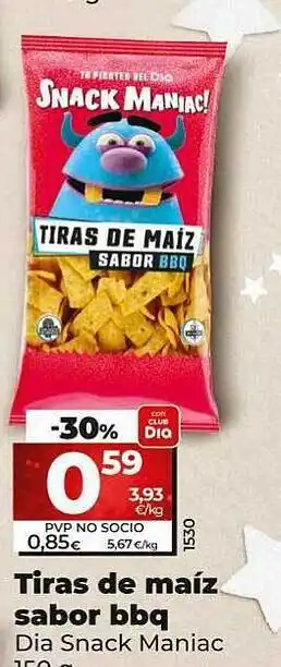 Dia Tiras de maíz sabor bbq dia snack maniac oferta