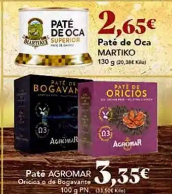 Gadis Paté de oca martiko paté agromar oricios o de bogavante oferta