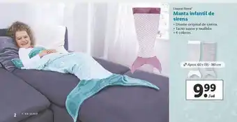Lidl Livarno home manta infantil de sirena oferta