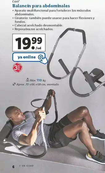 Lidl Crivit balancín para abdominales oferta
