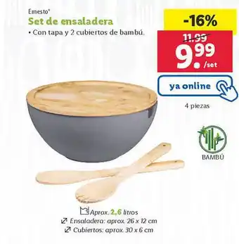 Lidl Ernesto set de ensaladera oferta