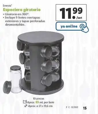 Lidl Ernesto especiero giratorio oferta