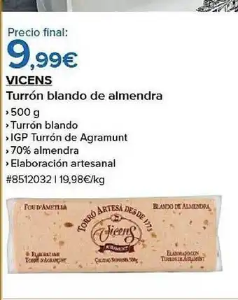 Costco Vicens turrón blando de almendra oferta