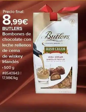 Costco Butlers bombones de chocolate con leche rellenos de cema de wiskey iralndés oferta