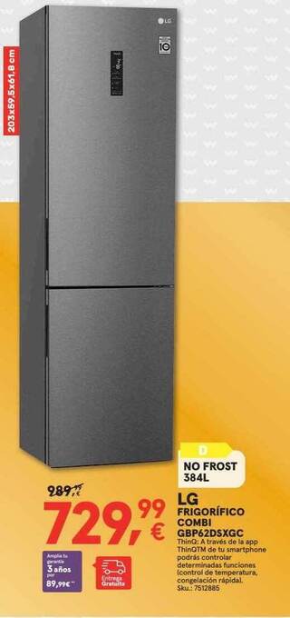 Worten Lg frigorífico combi gbp62dsxgc oferta