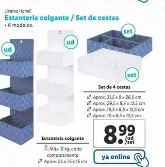 Lidl Livarno home estantería colgante - set de cestas oferta