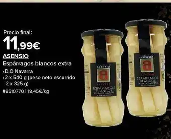 Costco Asensio espárragos blancos extra oferta