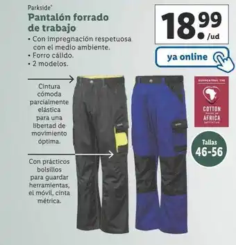 Lidl Parkside pantalón forrado de trabajo oferta