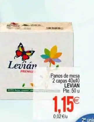 Plenus Supermercados Panos de mesa 2 capas 40x40 levian pte. 50 oferta