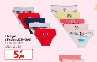 Alcampo 5 bragas o 5 slips Licencias oferta