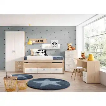 Ahorro Total Dormitorio juvenil con compacta dos camas y cajones y armario. en ahorro total oferta