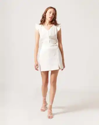 Naf Naf Falda corta de jacquard color crudo oferta