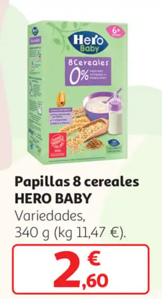 Alcampo Papillas 8 cereales Hero Baby 340g oferta