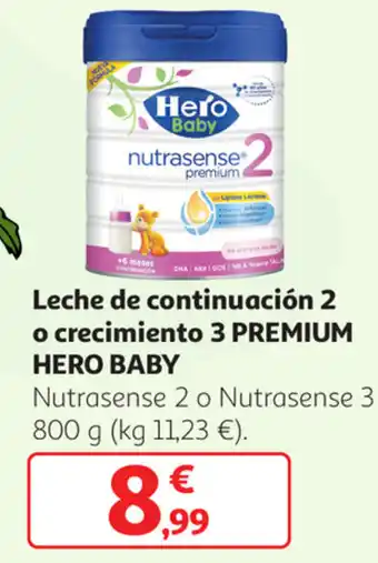 Alcampo Leche de continuación 2 o crecimiento 3 Premium Hero Baby 800g oferta