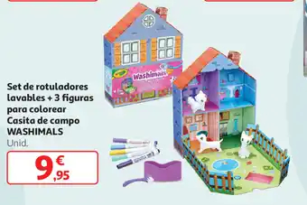 Alcampo Set de rotuladores lavables + 3 figuras para colorear Casita de campo Washimals oferta