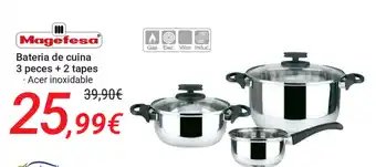 Carrefour Bateria de cuina 3 peces + 2 tapes oferta