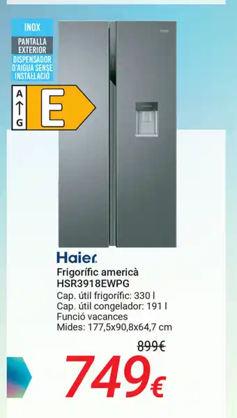 Carrefour Haier Frigorific americá HSR3918EWPG 177,5x90,8x64,7 cm oferta