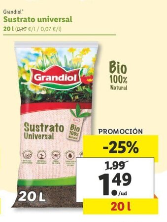 Lidl Grandiol Sustrato universal 20 L oferta