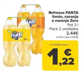 Carrefour Refresco fanta limón, naranja zero oferta