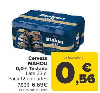 Carrefour Cerveza mahou 0,0% tostada oferta