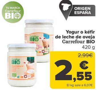 Carrefour Yogur o kéfir de leche de oveja carrefour bio oferta