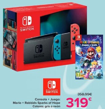 Carrefour Consola + juego: mario + rabbids sparks of hope colores : gris o neón oferta