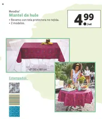 Lidl Meradiso Mantel de hule 2 modelos 130 x 180 cm oferta