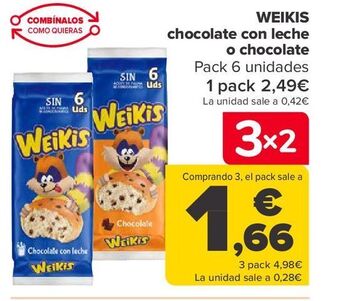 Carrefour Weikis chocolate con leche o chocolate oferta