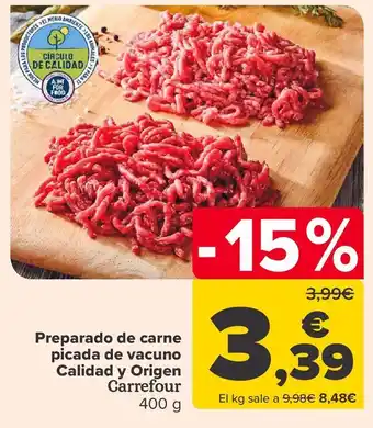 Carrefour Preparado de carne picada de vacuno calida y origen carrefour oferta