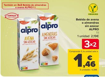 Carrefour Bebida de avena o almendras sin azúcar alpro oferta