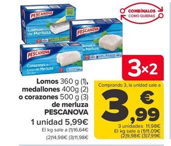 Carrefour Lomos, medallones o corazones de merluza pescanova oferta