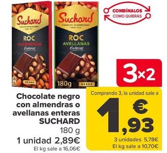 Carrefour Chocolate negro con almendras o avellanas enteras suchard oferta