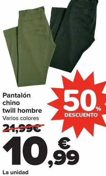 Carrefour Pantalón chino twill hombre oferta