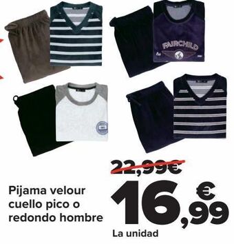 Carrefour Pijama velour cuello pico o redondo hombre oferta