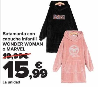 Carrefour Batamanta con capucha infantil wonder woman o marvel oferta