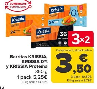 Carrefour Barritas krissia, krissia 0% y krissia proteína oferta