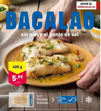 ALDI Flete Porciones de bacalao 400g oferta