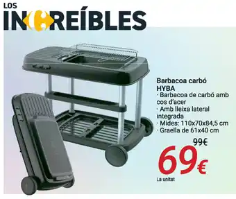 Carrefour Barbacoa carbó Hyba 110x70x84,5 cm Graella de 61x40 cm oferta