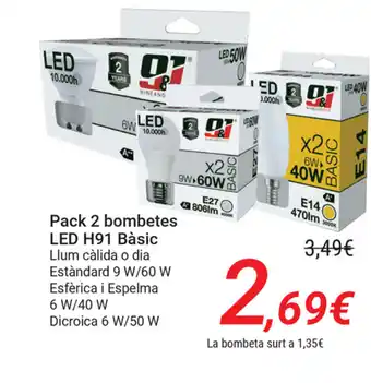 Carrefour Pack 2 bombetes Led H91 Bàsic 9 W/60 W oferta