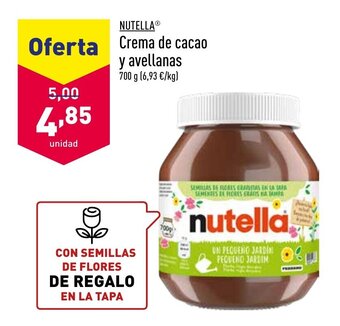 ALDI Nutella Crema de cacao y Avellanas 700g oferta