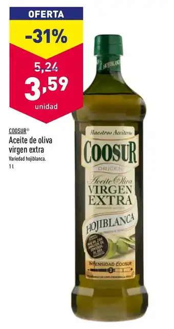 ALDI Coosur Aceite de oliva virgen extra Hojiblanca 1L oferta