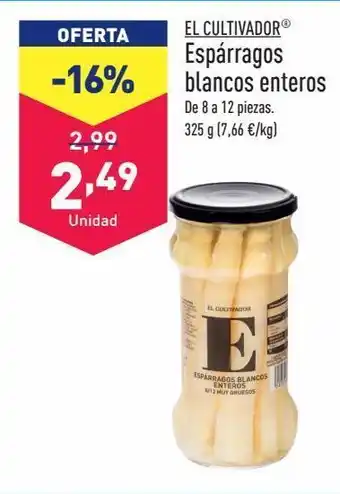 ALDI Espárragos blancos enteros el cultivador oferta