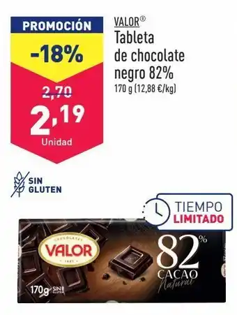ALDI Tableta de chocolate negro 82% valor oferta