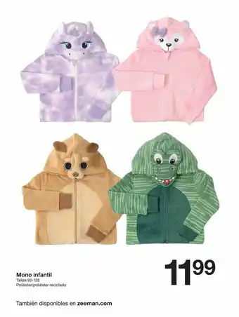 Zeeman Mono infantil tallas 92-128 oferta
