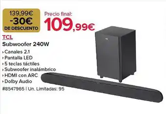 Costco Tcl subwoofer 240w oferta