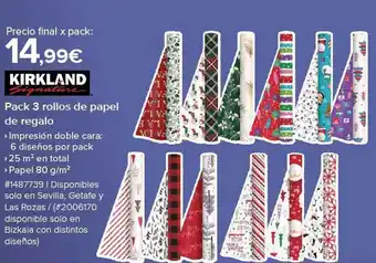 Costco Kirkland pack 3 rollos de papel de regalo oferta